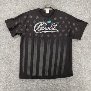 Vintage Al Style T Shirt Mens L‎ Black USA Flag Chevy Graphic Crew Neck Casual